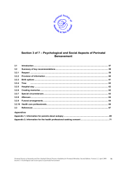 Psychological and Social Aspects of Perinatal Bereavement