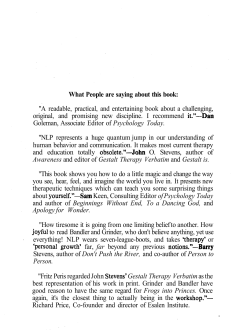 Frogs into Princes - MONDZORG COMPASSIE EN NLP