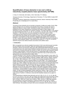 Quantification of Trace Elements in Raw Cow`s Milk by Inductively