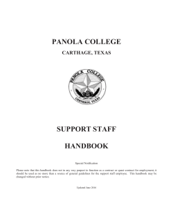 PANOLA COLLEGE SUPPORT STAFF HANDBOOK