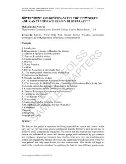 Government and Governance in the Networked Age: Can