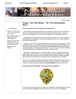 People &ndash; Not Their Words &ndash; Tell &ldquo;The Carbohydrate Story&rdquo;