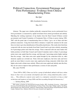 Political Connection, Government Patronage and Firm Performance
