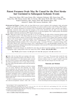 Patent Foramen Ovale May Be Causal for the First Stroke but
