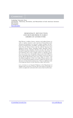 DEMOCRACY, REVOLUTION, AND MONARCHISM IN EARLY