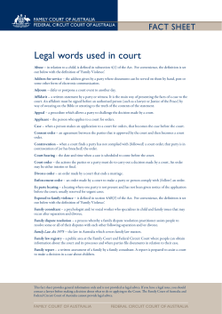 Legal words used in court - Federal Circuit Court of Australia