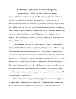 The Embodied &ldquo;Autopoietics&rdquo; of Ammons`s Long Poems Jessica