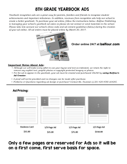8TH GRADE YEARBOOK ADS Only a few pages are reserved for