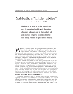Sabbath, a `Little Jubilee,`