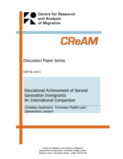 Educational Achievement of Second Generation Immigrants