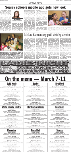 On the menu — March 7-11 - Searcy Dental Associates