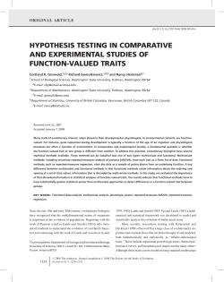 HYPOTHESIS TESTING IN COMPARATIVE AND EXPERIMENTAL