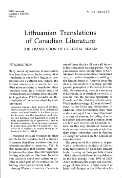 Lithuanian Translations of Canadian Literature