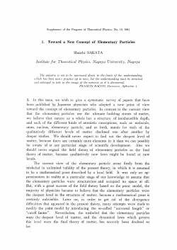 1. Toward a New Concept of Elementary Particles Institute for