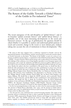 The Return of the Guilds: Towards a Global History of the Guilds in