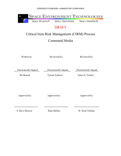 SET Critical Item Risk Management