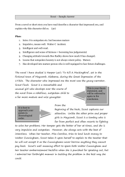 Scout &ndash; Sample Answer From a novel or short story you have read