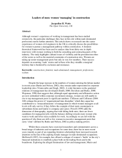 Leaders of men: women`managing`in construction