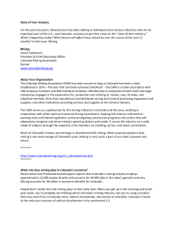 State of Your Industry - Colorado Mining Association