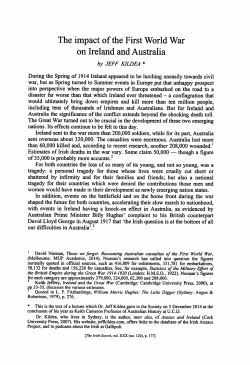 The impact of the First World War on Ireland and Australia