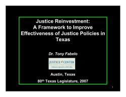 Justice Reinvestment: A Framework to Improve Effectiveness of