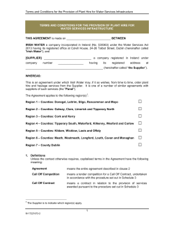 Irish Water Plant Hire - Terms Of Agreement