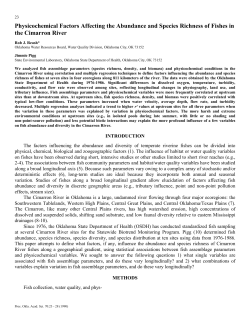 Physicochemical Factors Affecting the Abundance and