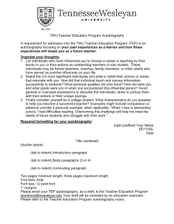 TEP autobiography outline