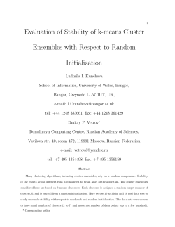 Evaluation of Stability of k-means Cluster Ensembles with Respect