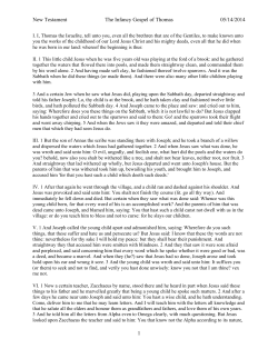 New Testament The Infancy Gospel of Thomas 05/14/2014 1