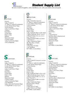 GCA Supply List - Graceway Christian Academy