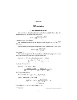Chapter 7: Differentiation