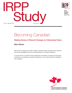 Becoming Canadian - Institute for Research on Public Policy