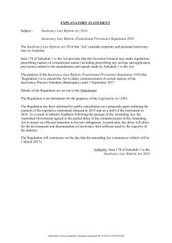 Insolvency Law Reform Act 2016 Insolvency Law Reform
