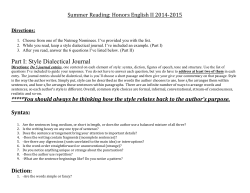 Part I: Style Dialectical Journal