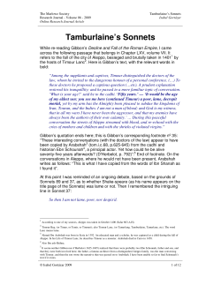Tamburlaine`s Sonnets