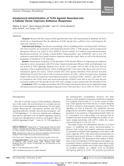 Intratumoral Administration of TLR4 Agonist Absorbed into a Cellular