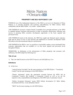 MNO Prosperity and Self-Sufficiency Law