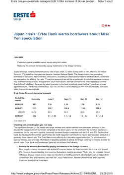 Japan crisis: Erste Bank warns borrowers about false Yen speculation