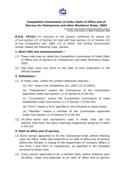 Oath of Office and of Secrecy for Chairperson and other Members
