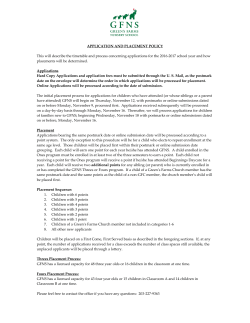 APPLICATION AND PLACEMENT POLICY This will describe the