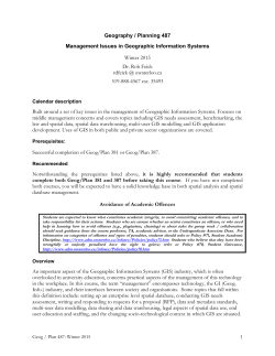1 Geography / Planning 487 Management Issues in Geographic