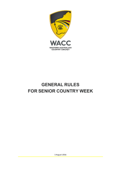 Template Rules - WA Country Cricket Board