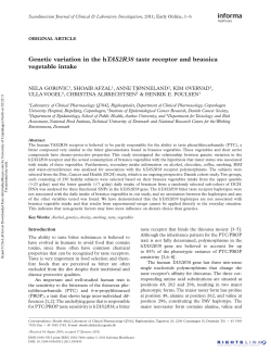 Genetic variation in the hTAS2R38 taste receptor and