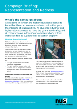 Campaign Briefing: Representation and Redress
