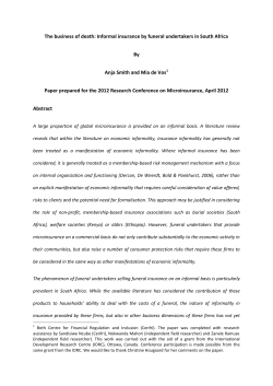 The business of death: Informal insurance by funeral undertakers in