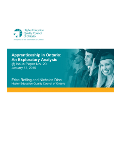 Apprenticeship in Ontario: An Exploratory Analysis