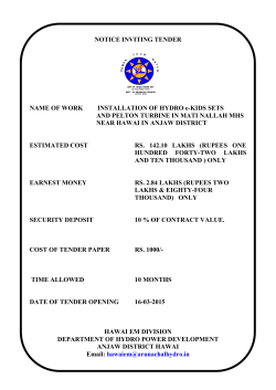NOTICE INVITING TENDER NAME OF WORK INSTALLATION OF