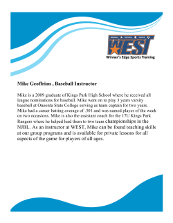 Mike Geoffrion , Baseball Instructor NJBL. As an instructor at WEST