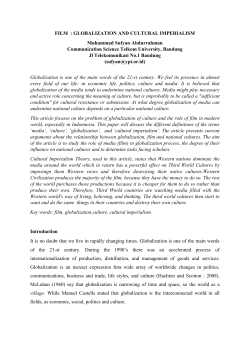 FILM : GLOBALIZATION AND CULTURAL IMPERIALISM
